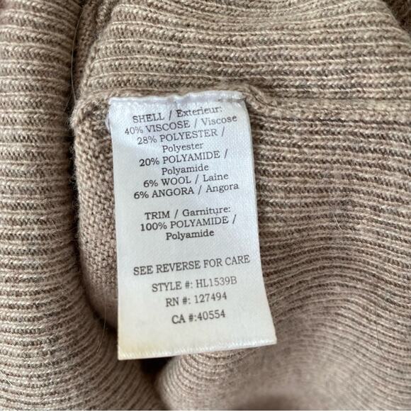 Heartloom | Wool Blend Beaded Embellished Tunic Sweater Winter Cozy Tan Small - Picture 7 of 7